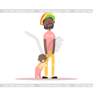 Jamaican Father And Baby - vector clipart