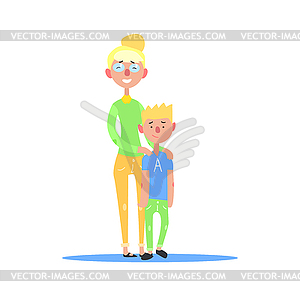 Mother And Teenage Son Blond Couple - stock vector clipart