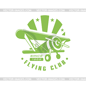 Flying Club Green Emblem Design - vector image