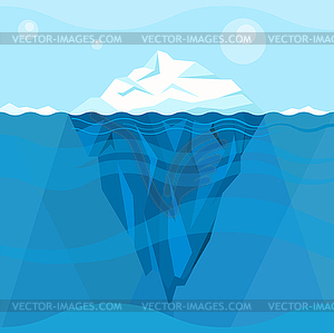 Полный Большой айсберг в море - векторное изображение клипарта
