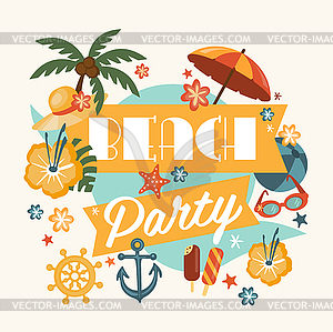 Красивый дизайн Beach Party - изображение в формате EPS