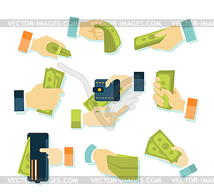 Money in Hands Icons - vector image