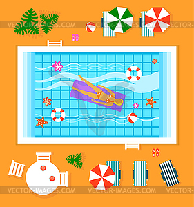 Happy People Солнечный Бассейн отель на летние каникулы - изображение векторного клипарта