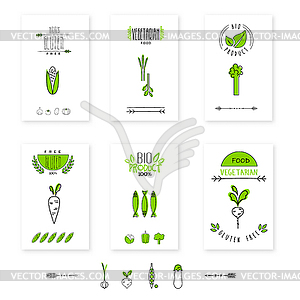 Healthy food card vegetables vegetarians - vector clip art