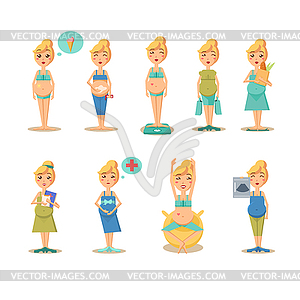 Pregnancy Cartoon Funny Drawings - vector image