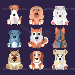 Breeds of Dogs Icons.  - vector image