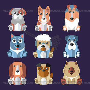 Breeds of Dogs Icons.  - vector image