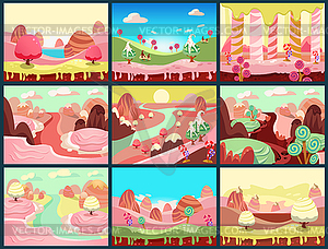Fantasy sweet food land - vector image