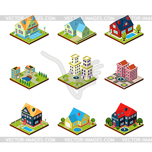 Private House 3d Isometric - vector image