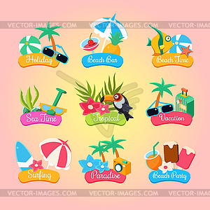 Summer Party Labels And Elements Set - vector image