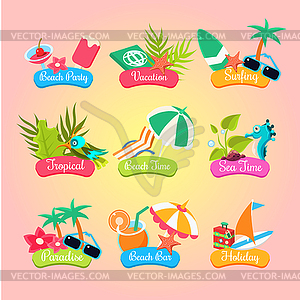 Summer Party Labels And Elements Set - vector clipart