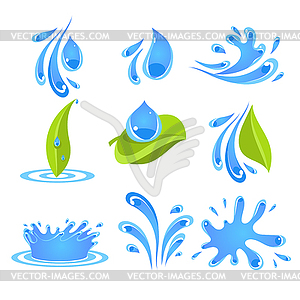 Set of icons for water and nature - vector clipart / vector image