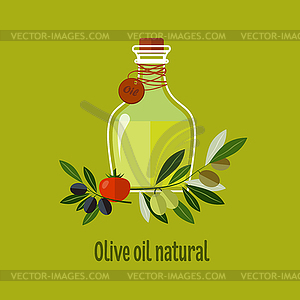 Carafe with Olive Oil on Background - vector clipart