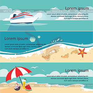 Set of Horizontal Banners with Seaside - vector clipart