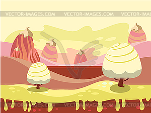 Fantasy sweet food land - vector clipart
