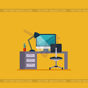 Workplace in room Flat minimalistic style - vector clip art