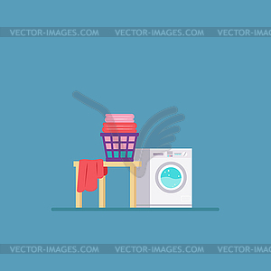 Laundry Room with Washing Machine and Dryer. Flat - vector image