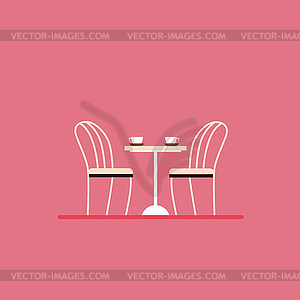 Dining table and chairs. Flat style - royalty-free vector clipart