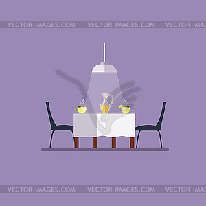 Dining table and chairs. Flat style - vector clip art