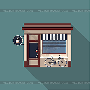 Restaurants and shops facade, storefront detailed - vector clip art