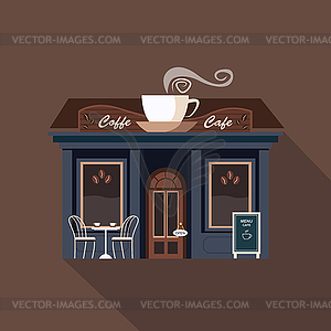 Restaurants and shops facade, storefront detailed - vector image