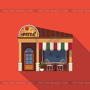 Restaurants and shops facade, storefront detailed - vector clip art