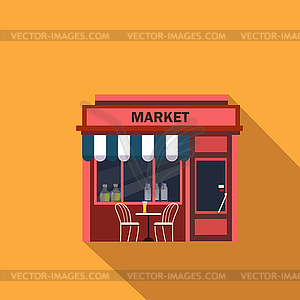 Restaurants and shops facade, storefront detailed - vector clipart / vector image