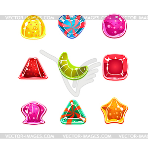 Colourful Glossy Candies of Various Shapes - vector image