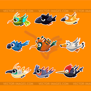 Cute Flying Birds Set - vector image