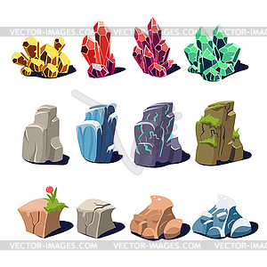 Magic Crystals and Rocks Textures - vector clipart / vector image