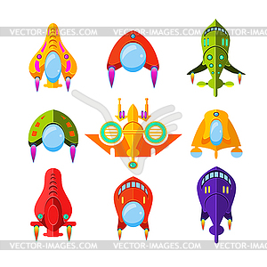 Colourful Spaceships and Rockets Set - vector clipart