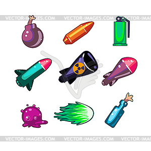 Weapon and Bombs Icons Set - vector clip art