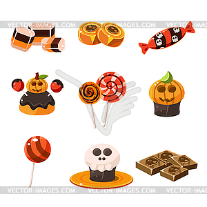 Colorful Traditional Halloween Sweets - vector clipart
