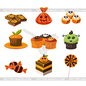 Colorful Halloween Sweets - vector clip art