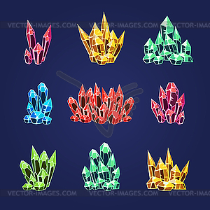 Magic Crystals Icons Textures - vector clip art