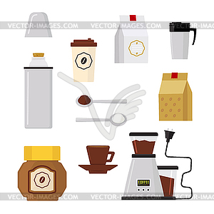 Flat modern icons for coffee shop - vector clipart