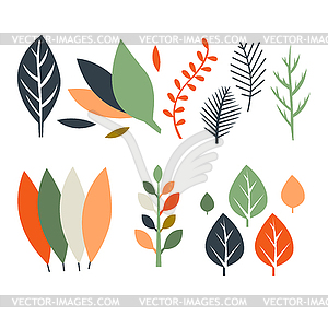 Leaves in Flat Design - vector clip art