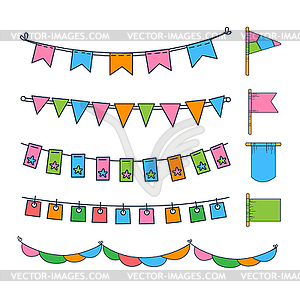 Colorful Garlands and Flags Set - color vector clipart