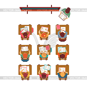 Classroom Top View in Flat design - vector image