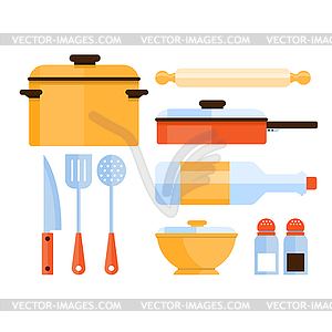 Кухонная посуда Коллекция - иллюстрация в векторном формате