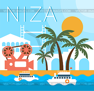 Niza Traditional Landscape - vector clipart / vector image