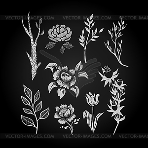 Fantasy Flower and Plant Set. - vector image