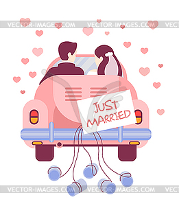 Just Married on Car - vector image