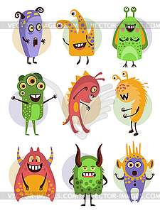 Colourful Emotional Cartoon Monsters, Collection - vector clipart