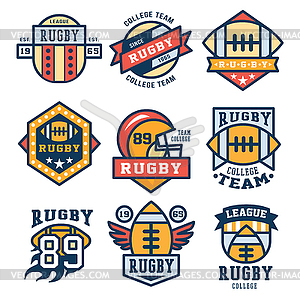 Rugby Emblem Set , Flat Design - vector EPS clipart