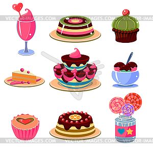 Bright Dessert Icons Set - vector image