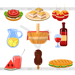 French Food Icons Set - vector clipart