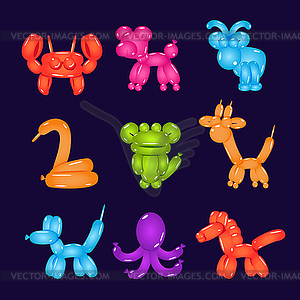 Animal Shaped Bright Balloons - vector image