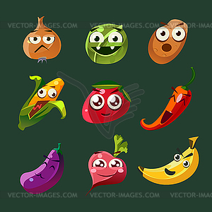 Cartoon fruits cartoon fruits and vegetables with - vector clipart