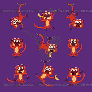 Monkeys in Different Poses, s - vector clip art